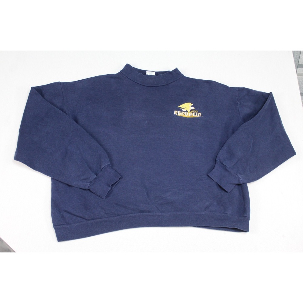 Vantage Sweatshirt Men XXL Blue Excellent Vintage 90s Mock Neck Made In USA‎